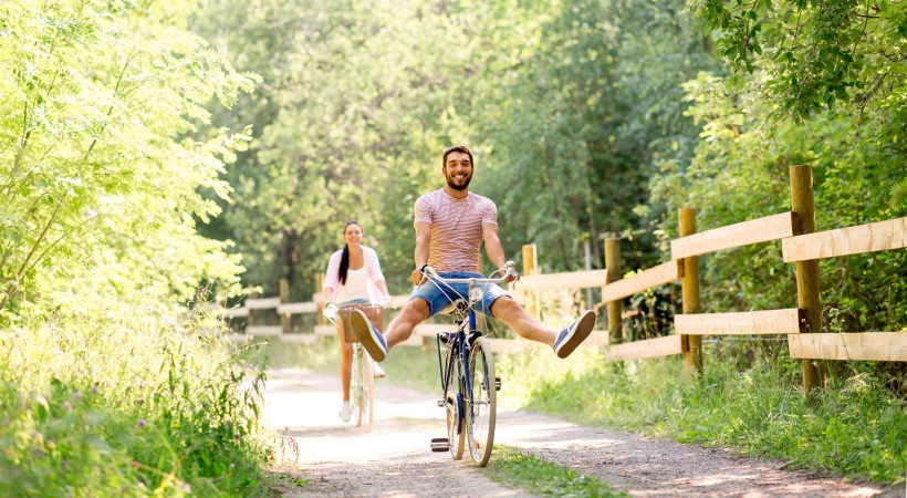 a person riding a bicycle